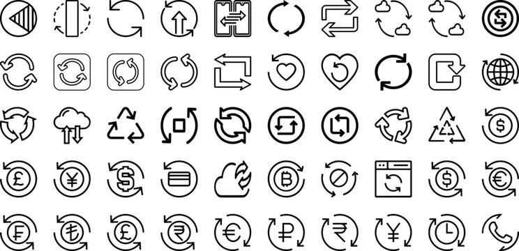 Set Of Sync Icons Collection Isolated Silhouette Solid Icons Including Isolated, Icon, Vector, Communication, Sync, Design, Concept Infographic Elements Logo Vector Illustration