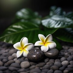 Frangipani flower with stone AI Generative