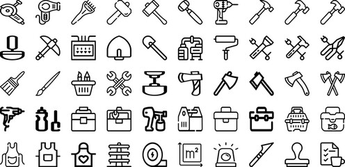 Set Of Tool Icons Collection Isolated Silhouette Solid Icons Including Work, Equipment, Vector, Wrench, Hammer, Tool, Spanner Infographic Elements Logo Vector Illustration