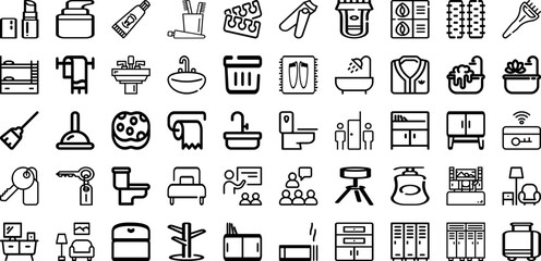 Set Of Room Icons Collection Isolated Silhouette Solid Icons Including Home, Wall, Apartment, Room, Design, Living, Modern Infographic Elements Logo Vector Illustration