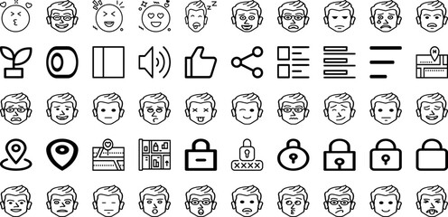 Set Of Face Icons Collection Isolated Silhouette Solid Icons Including Face, Virus, Medical, Illustration, Vector, Mask, Isolated Infographic Elements Logo Vector Illustration