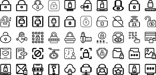 Set Of Lock Icons Collection Isolated Silhouette Solid Icons Including Protection, Privacy, Lock, Vector, Safe, Safety, Icon Infographic Elements Logo Vector Illustration