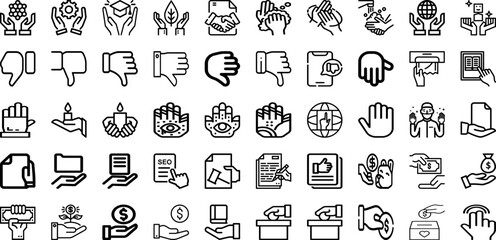 Set Of Hand Icons Collection Isolated Silhouette Solid Icons Including White, Business, Touch, Isolated, Hold, Hand, Woman Infographic Elements Logo Vector Illustration