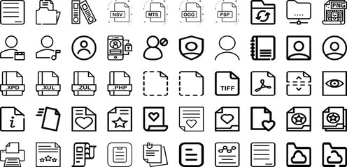 Set Of File Icons Collection Isolated Silhouette Solid Icons Including Icon, Document, Business, Management, Office, Information, File Infographic Elements Logo Vector Illustration