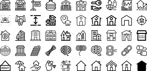 Set Of Rope Icons Collection Isolated Silhouette Solid Icons Including Marine, Cable, Isolated, Cord, Line, Rope, Loop Infographic Elements Logo Vector Illustration