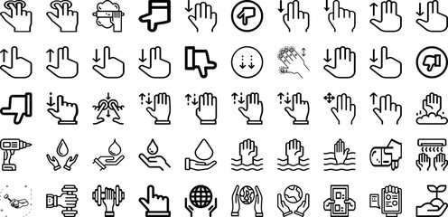Set Of Hand Icons Collection Isolated Silhouette Solid Icons Including Hand, Business, Isolated, Hold, Touch, White, Woman Infographic Elements Logo Vector Illustration