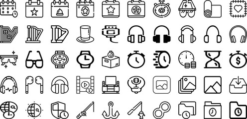 Set Of Time Icons Collection Isolated Silhouette Solid Icons Including Time, Sign, Vector, Icon, Symbol, Graphic, Clock Infographic Elements Logo Vector Illustration