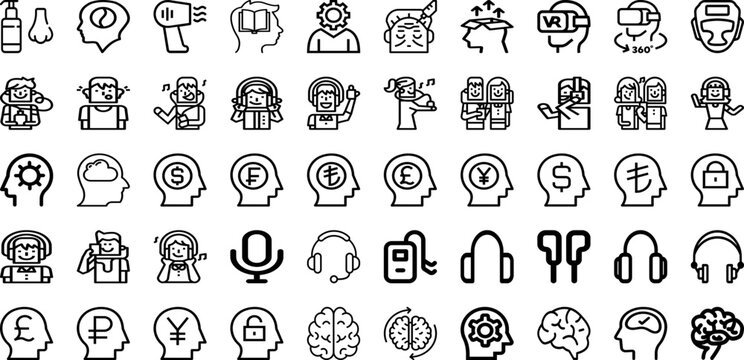 Set Of Head Icons Collection Isolated Silhouette Solid Icons Including Illustration, Graphic, Face, Human, Vector, Design, Head Infographic Elements Logo Vector Illustration