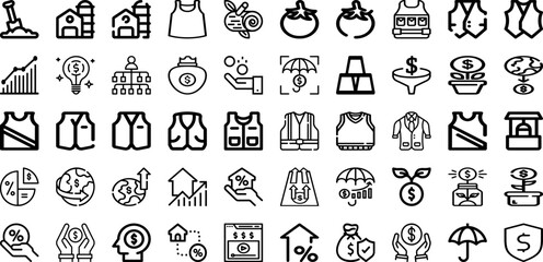 Set Of Vest Icons Collection Isolated Silhouette Solid Icons Including Clothing, Illustration, Isolated, Vest, Wear, Vector, Jacket Infographic Elements Logo Vector Illustration