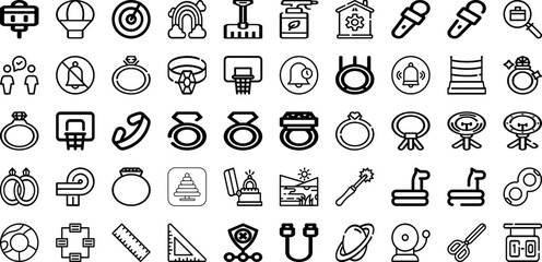 Set Of Ring Icons Collection Isolated Silhouette Solid Icons Including Isolated, Ring, Luxury, White, Background, Gold, Illustration Infographic Elements Logo Vector Illustration