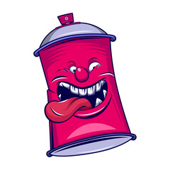 spray paint can monster character illustration