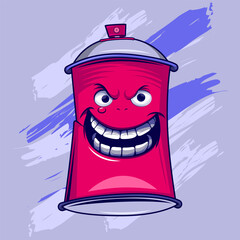 spray paint can monster character illustration