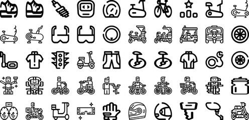 Set Of Bike Icons Collection Isolated Silhouette Solid Icons Including Active, Ride, Activity, Sport, Bicycle, Bike, Cycle Infographic Elements Logo Vector Illustration