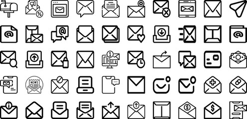 Set Of Mail Icons Collection Isolated Silhouette Solid Icons Including Icon, Email, Letter, Message, Mail, Sign, Vector Infographic Elements Logo Vector Illustration