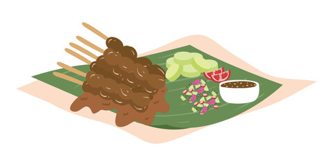 Hand Drawn Indonesian Traditional Food Illustration. 