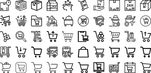 Set Of Cart Icons Collection Isolated Silhouette Solid Icons Including Business, Basket, Store, Cart, Vector, Buy, Sale Infographic Elements Logo Vector Illustration