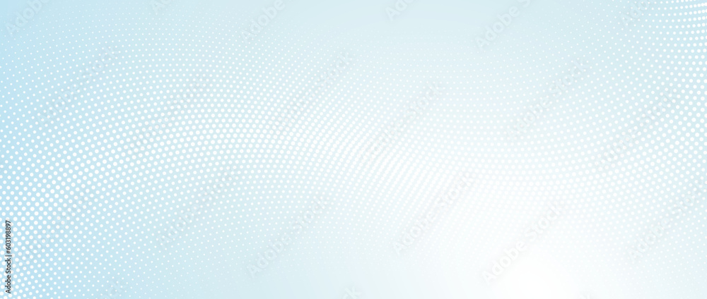 Poster halftone wave lines texture. white dotted stripes on light blue background. warped and curved lines 