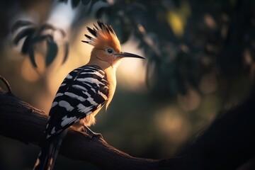 Fototapeta premium Portrait bird on the branch AI Generative