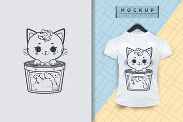 A cat line art flat illustration, vector mascot animal nature icon concept, isolated premium illustration for logo, sticker, t-shirt.
