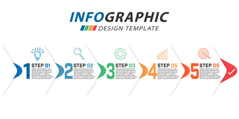 Timeline Creator infographic template. 5 Step timeline journey, calendar Flat simple infographics design template. presentation numbers. Business concept with 5 options vector illustration.