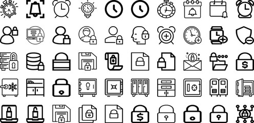 Set Of Lock Icons Collection Isolated Silhouette Solid Icons Including Privacy, Vector, Safety, Protection, Icon, Lock, Safe Infographic Elements Logo Vector Illustration