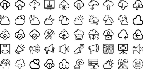 Set Of Loud Icons Collection Isolated Silhouette Solid Icons Including Announcement, Speaker, Loud, Voice, Sound, Loudspeaker, Vector Infographic Elements Logo Vector Illustration