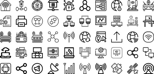 Set Of Work Icons Collection Isolated Silhouette Solid Icons Including Internet, People, Work, Office, Laptop, Business, Computer Infographic Elements Logo Vector Illustration