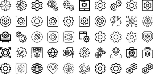 Set Of Gear Icons Collection Isolated Silhouette Solid Icons Including Engineering, Symbol, Illustration, Gear, Industry, Wheel, Technology Infographic Elements Logo Vector Illustration