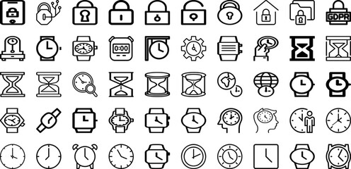 Set Of Lock Icons Collection Isolated Silhouette Solid Icons Including Vector, Lock, Safe, Safety, Icon, Protection, Privacy Infographic Elements Logo Vector Illustration