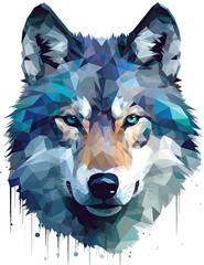 Wolf Painting, Neo Impressionism, Wall Art, Wildlife, Animals. Generative AI