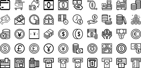 Set Of Cash Icons Collection Isolated Silhouette Solid Icons Including Finance, Vector, Dollar, Cash, Business, Money, Payment Infographic Elements Logo Vector Illustration