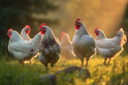 Portrait hen on the meadow AI Generative