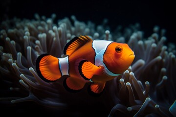 Portrait clown fish in the ocean AI Generative