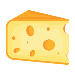 Vector cartoon image of dairy products. Fresh cheese. The concept of a healthy lifestyle and cooking. An element for your design.