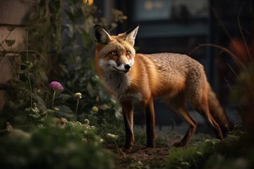 Naklejka na ściany i meble Portrait red Fox in the forest AI Generative