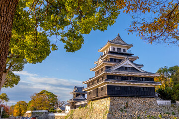 Fototapeta premium Nakatsu, Japan - Nov 26 2022: Nakatsu Castle known as one of the three mizujiro, or 