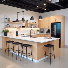 modern co-working spaces, "Smart Shared Kitchen" a smart shared kitchen space designed for co-workers to socialize and recharge