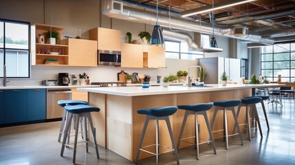 modern co-working spaces, "Smart Shared Kitchen" a smart shared kitchen space designed for co-workers to socialize and recharge