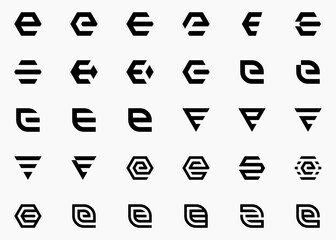 Initials Letter E logo design, Set Logo Design Icon Symbol