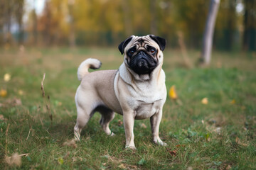 mops in the park on the grass