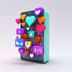 Ai generated illustration of  social media online platform concept, Photo frame with heart and love emoji icon