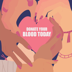 Blood donation day. Give life to be a hero, Vector illustrator flat design for poster and banner.