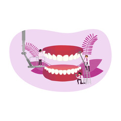 Dental clinic concept. Stomatology and orthodontics medical center. Vector illustration