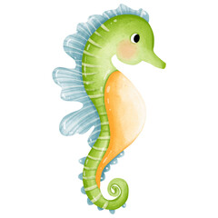 cute sea ??horse watercolor, Underwater sea life, ocean creatures clipart
