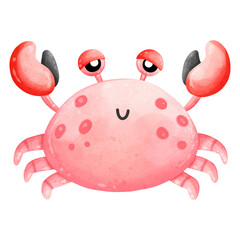 cute crab watercolor, Underwater sea life, ocean creatures clipart