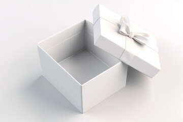 empty white gift box and lid with bow