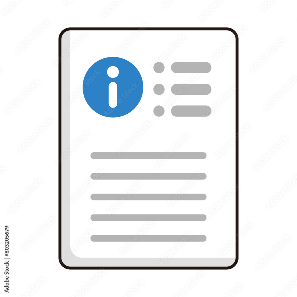 Aufkleber information file icon. guidance. instruction manual. vector.
