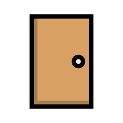 Flat design wooden door icon. Vector.