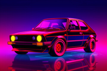 Obraz na płótnie Canvas Retro car on a dark background, Generative AI