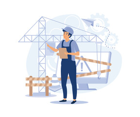 website maintenance, coding and programming, under maintenance, technology, software development, flat vector modern illustration